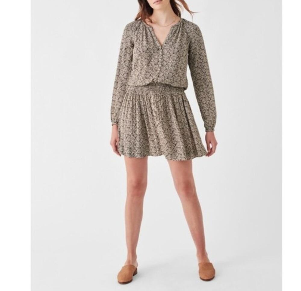 Faherty Montara Leaf Batik Printed Blouson Mini Dress Size XXL NWT